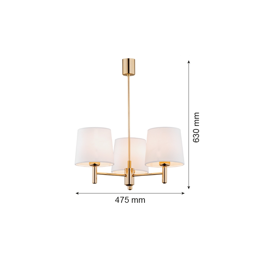 Brilagi - Żyrandol na drążku MONTE 3xE27/60W/230V kremowy/złoty