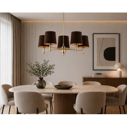 Brilagi - Żyrandol na drążku MONTE 5xE27/60W/230V brązowy/złoty
