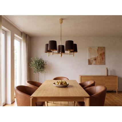 Brilagi - Żyrandol na drążku MONTE 5xE27/60W/230V brązowy/złoty