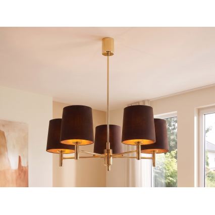 Brilagi - Żyrandol na drążku MONTE 5xE27/60W/230V brązowy/złoty