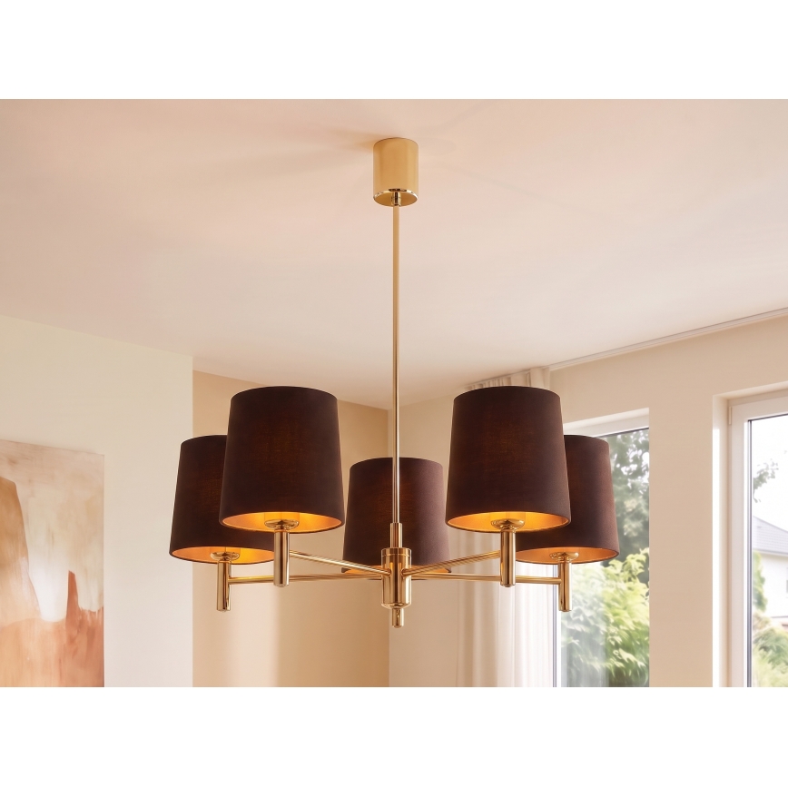 Brilagi - Żyrandol na drążku MONTE 5xE27/60W/230V brązowy/złoty