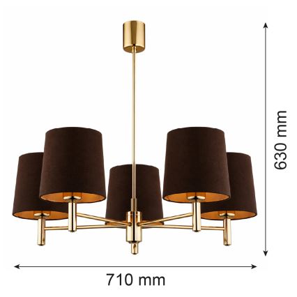 Brilagi - Żyrandol na drążku MONTE 5xE27/60W/230V brązowy/złoty