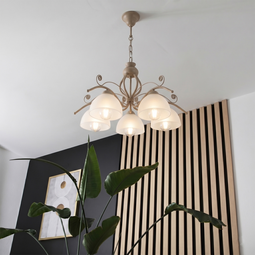 Brilagi - Żyrandol na łańcuchu ANTICO MODERN 5xE27/60W/230V beżowy
