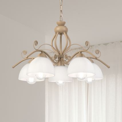Brilagi - Żyrandol na łańcuchu ANTICO MODERN 5xE27/60W/230V beżowy