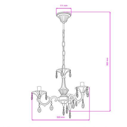 BRILAGI - Żyrandol na łańcuchu CLASSIC 3xE14/10W/230V kremowy/patyna