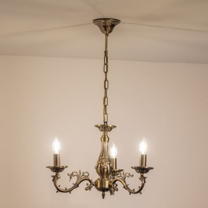 BRILAGI - Żyrandol na łańcuchu CLASSIC 3xE14/10W/230V mosiądz