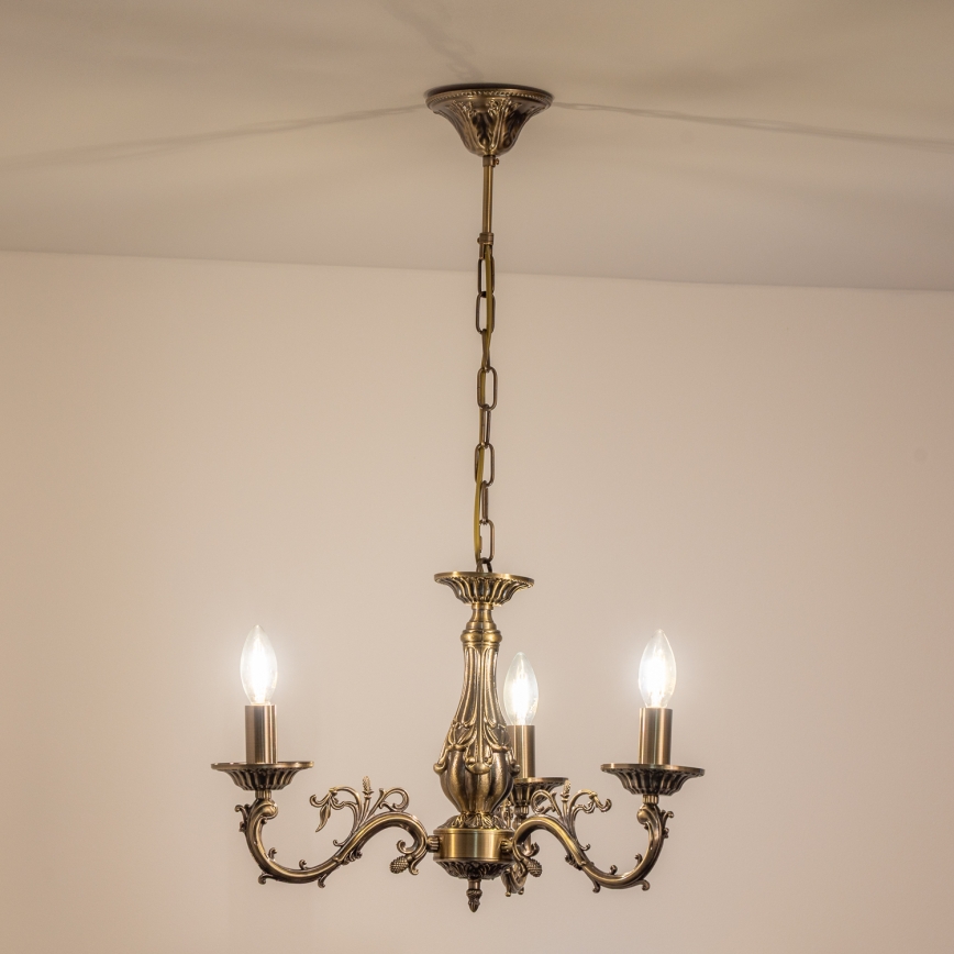 BRILAGI - Żyrandol na łańcuchu CLASSIC 3xE14/10W/230V mosiądz