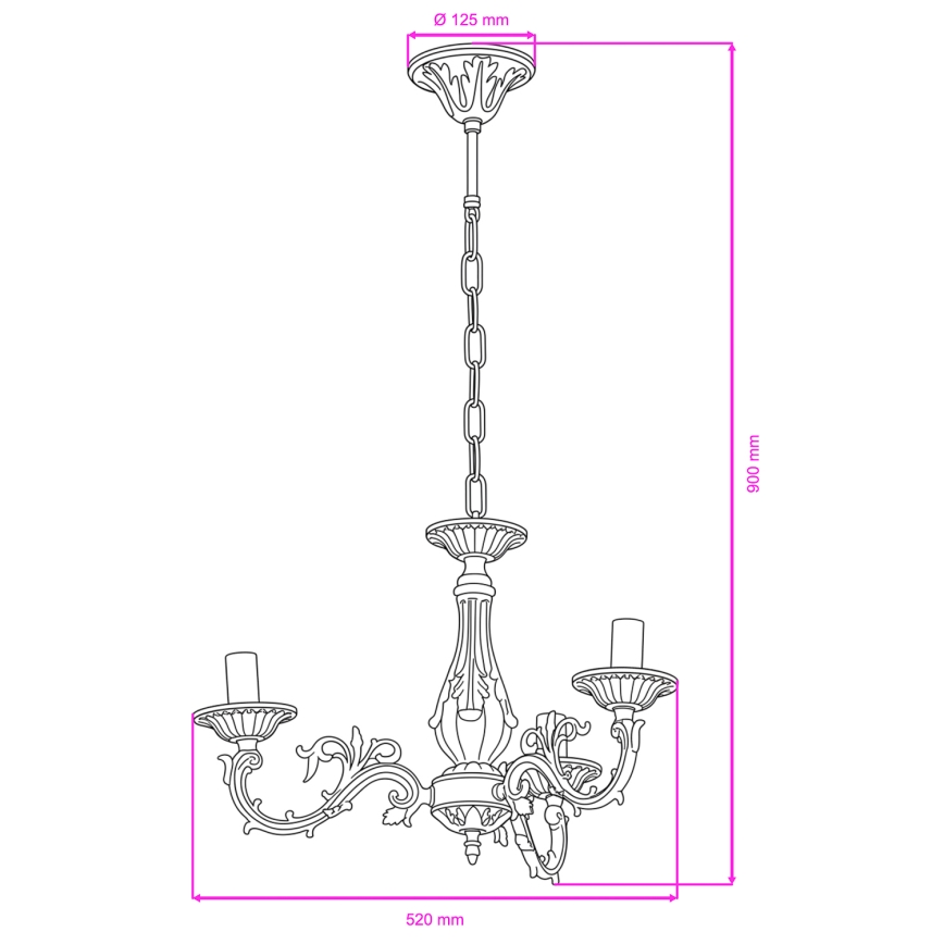BRILAGI - Żyrandol na łańcuchu CLASSIC 3xE14/10W/230V mosiądz
