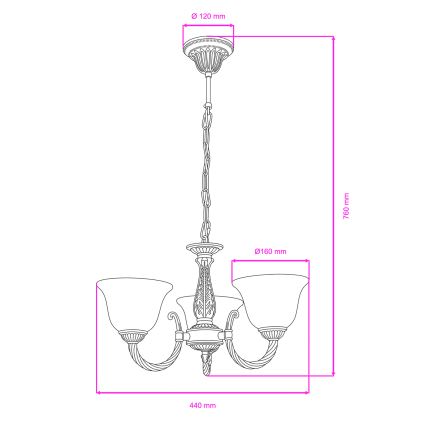 BRILAGI - Żyrandol na łańcuchu CLASSIC 3xE14/10W/230V mosiężny