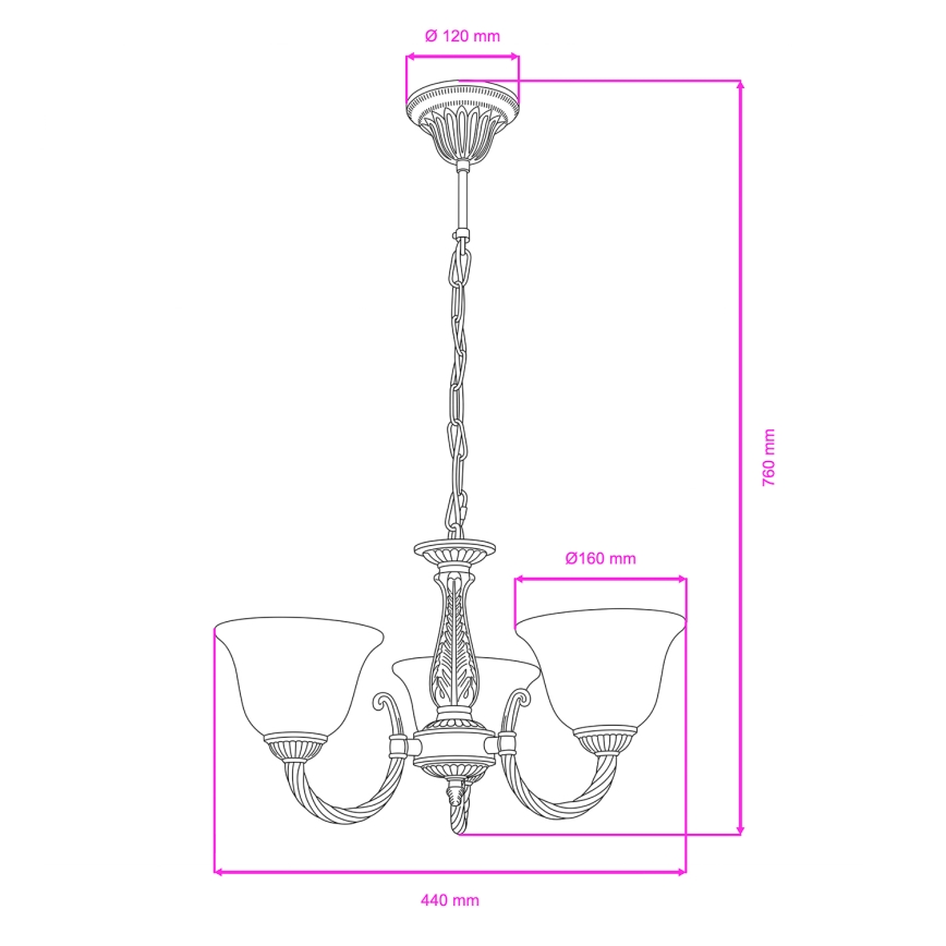 BRILAGI - Żyrandol na łańcuchu CLASSIC 3xE14/10W/230V mosiężny