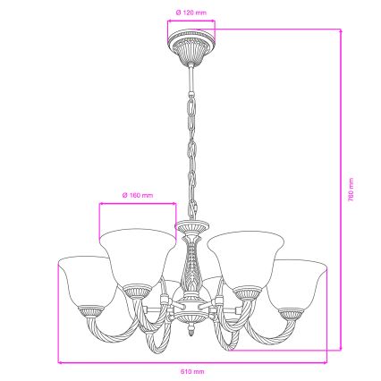 BRILAGI - Żyrandol na łańcuchu CLASSIC 6xE14/10W/230V mosiądz