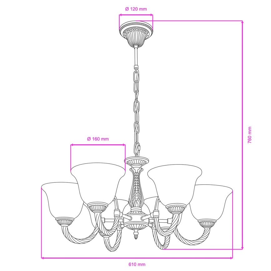 BRILAGI - Żyrandol na łańcuchu CLASSIC 6xE14/10W/230V mosiądz