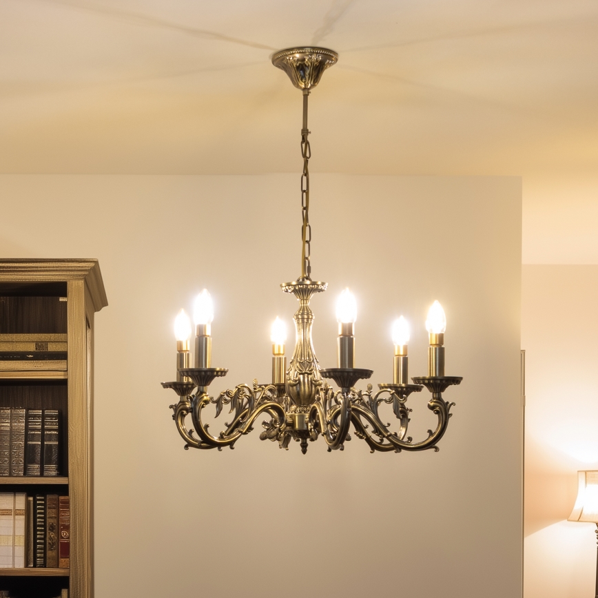 Brilagi - Żyrandol na łańcuchu CLASSIC 6xE14/60W/230V mosiądz