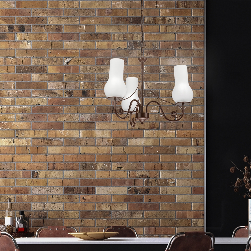 Brilagi - Żyrandol na łańcuchu COTTAGE 3xE14/40W/230V brązowy/biały