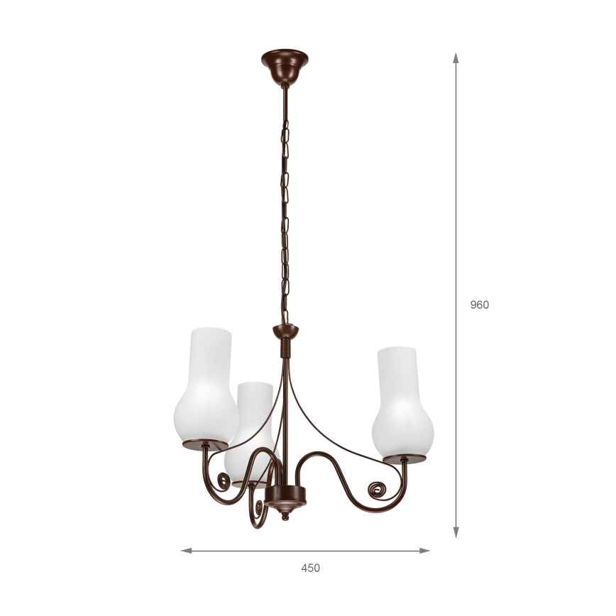 Brilagi - Żyrandol na łańcuchu COTTAGE 3xE14/40W/230V brązowy/biały