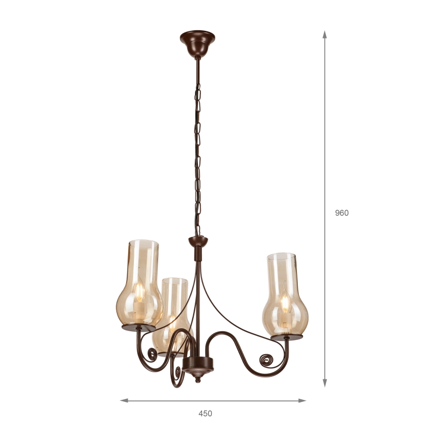 Brilagi - Żyrandol na łańcuchu COTTAGE 3xE14/40W/230V brązowy