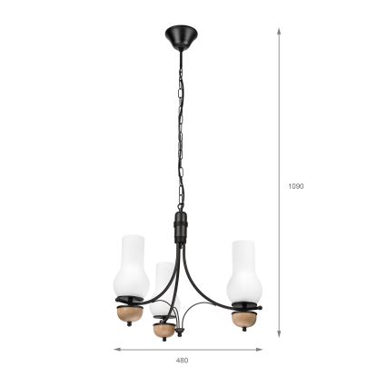 Brilagi - Żyrandol na łańcuchu COTTAGE 3xE14/40W/230V buk/biały