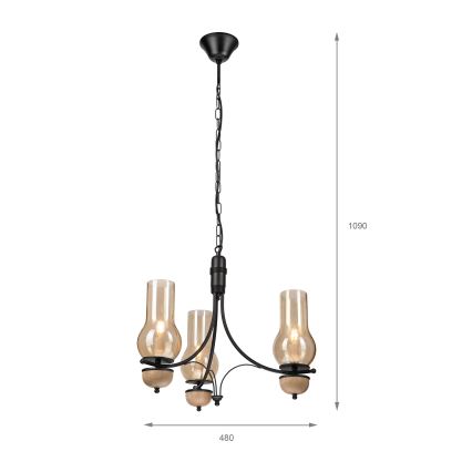 Brilagi - Żyrandol na łańcuchu COTTAGE 3xE14/40W/230V buk/brązowy