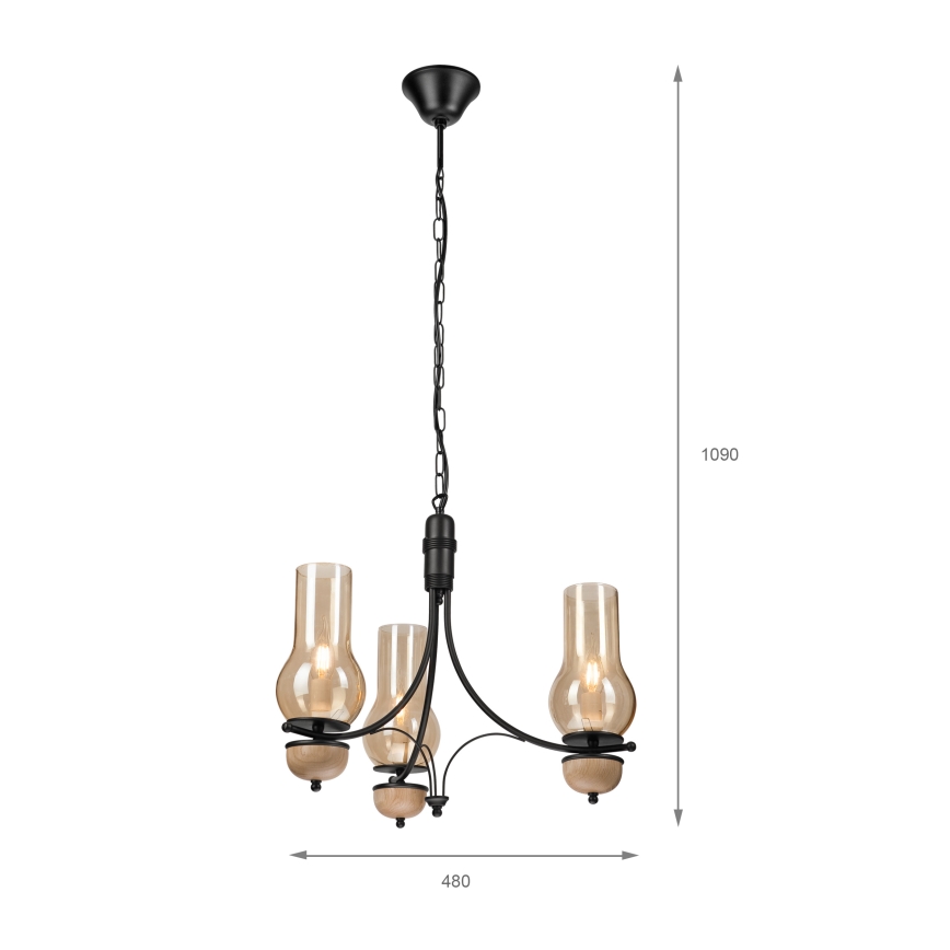 Brilagi - Żyrandol na łańcuchu COTTAGE 3xE14/40W/230V buk/brązowy