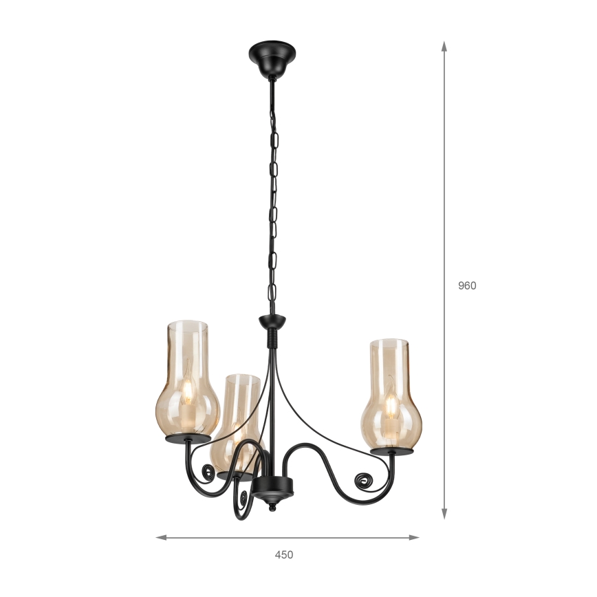 Brilagi - Żyrandol na łańcuchu COTTAGE 3xE14/40W/230V czarny/brązowy