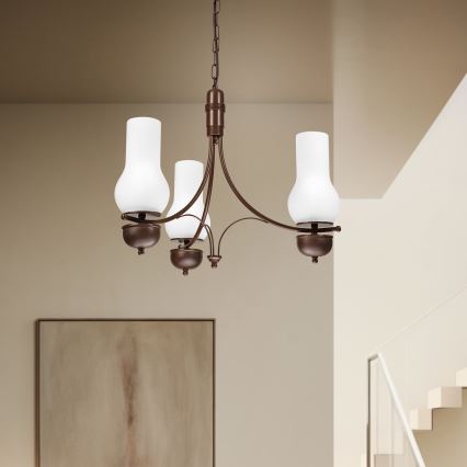 Brilagi - Żyrandol na łańcuchu COTTAGE 3xE14/40W/230V dąb/biały