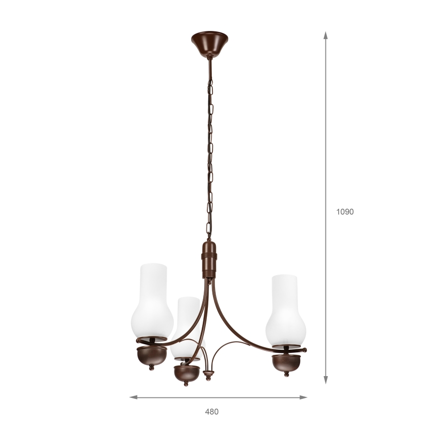 Brilagi - Żyrandol na łańcuchu COTTAGE 3xE14/40W/230V dąb/biały