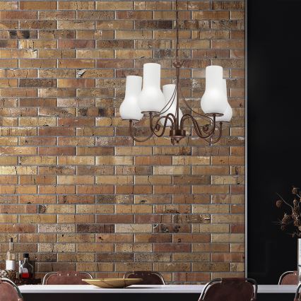 Brilagi - Żyrandol na łańcuchu COTTAGE 5xE14/40W/230V brązowy/biały