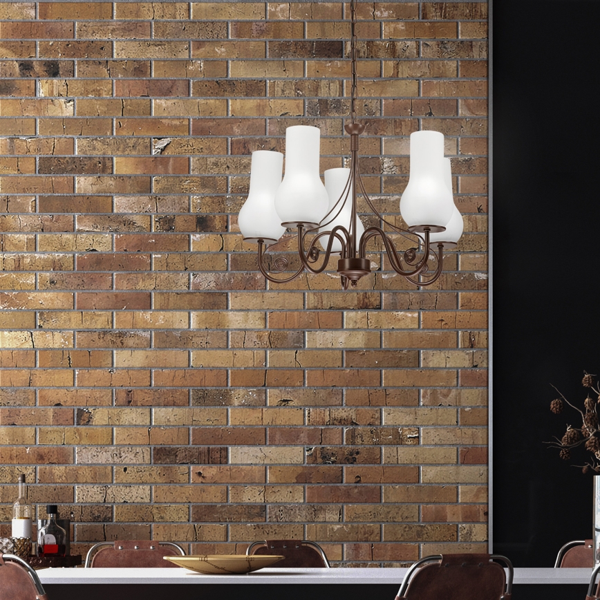 Brilagi - Żyrandol na łańcuchu COTTAGE 5xE14/40W/230V brązowy/biały