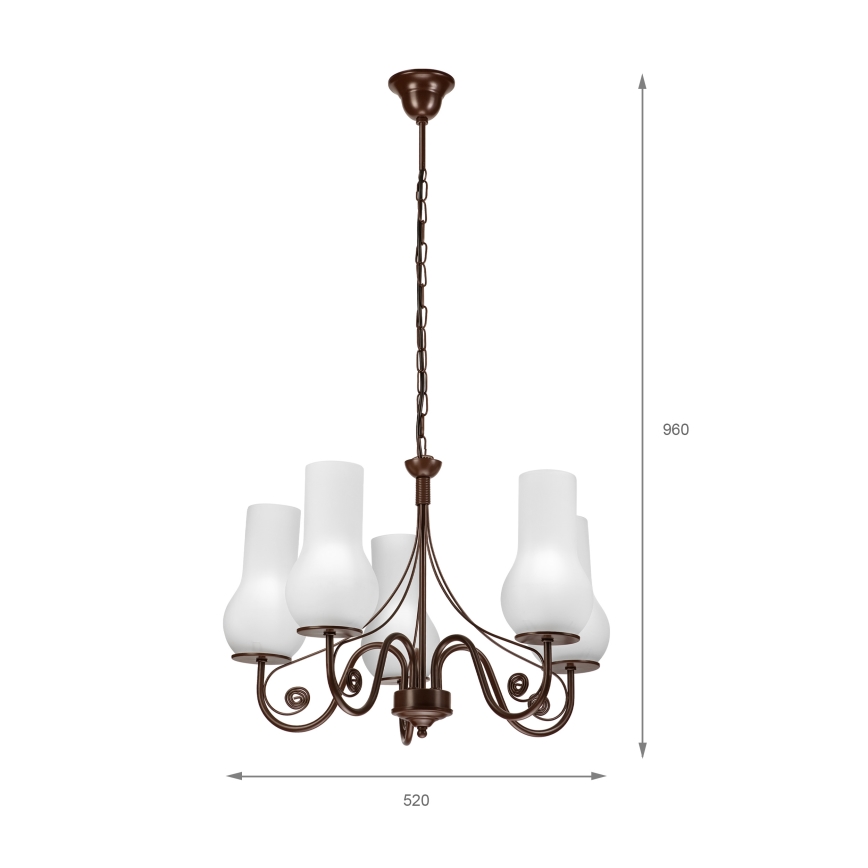 Brilagi - Żyrandol na łańcuchu COTTAGE 5xE14/40W/230V brązowy/biały