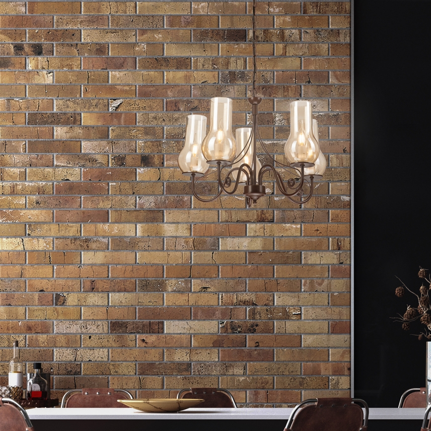 Brilagi - Żyrandol na łańcuchu COTTAGE 5xE14/40W/230V brązowy