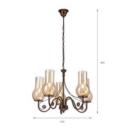 Brilagi - Żyrandol na łańcuchu COTTAGE 5xE14/40W/230V brązowy