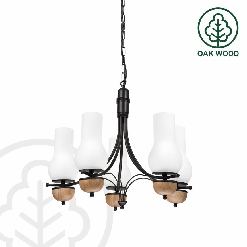 Brilagi - Żyrandol na łańcuchu COTTAGE 5xE14/40W/230V buk/biały