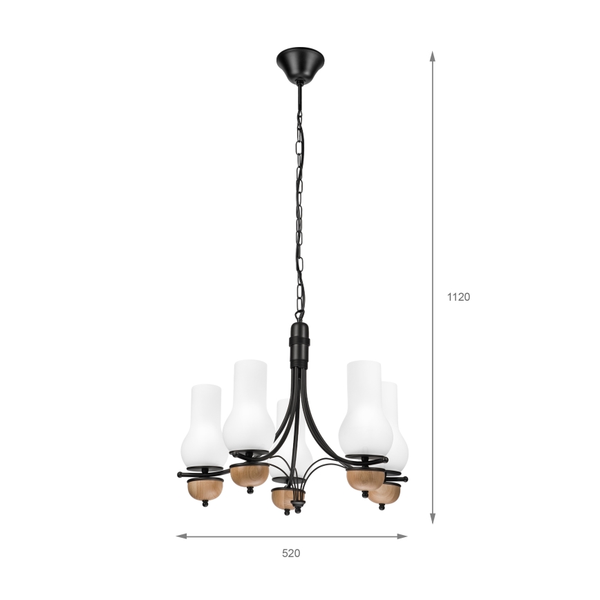 Brilagi - Żyrandol na łańcuchu COTTAGE 5xE14/40W/230V buk/biały