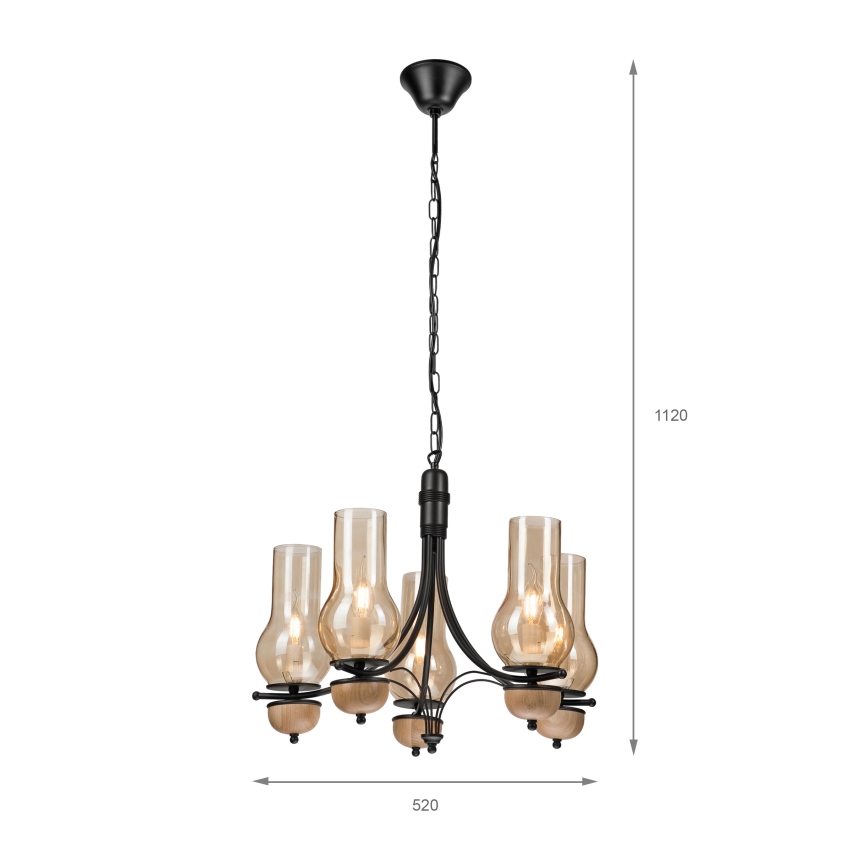 Brilagi - Żyrandol na łańcuchu COTTAGE 5xE14/40W/230V buk/brązowy
