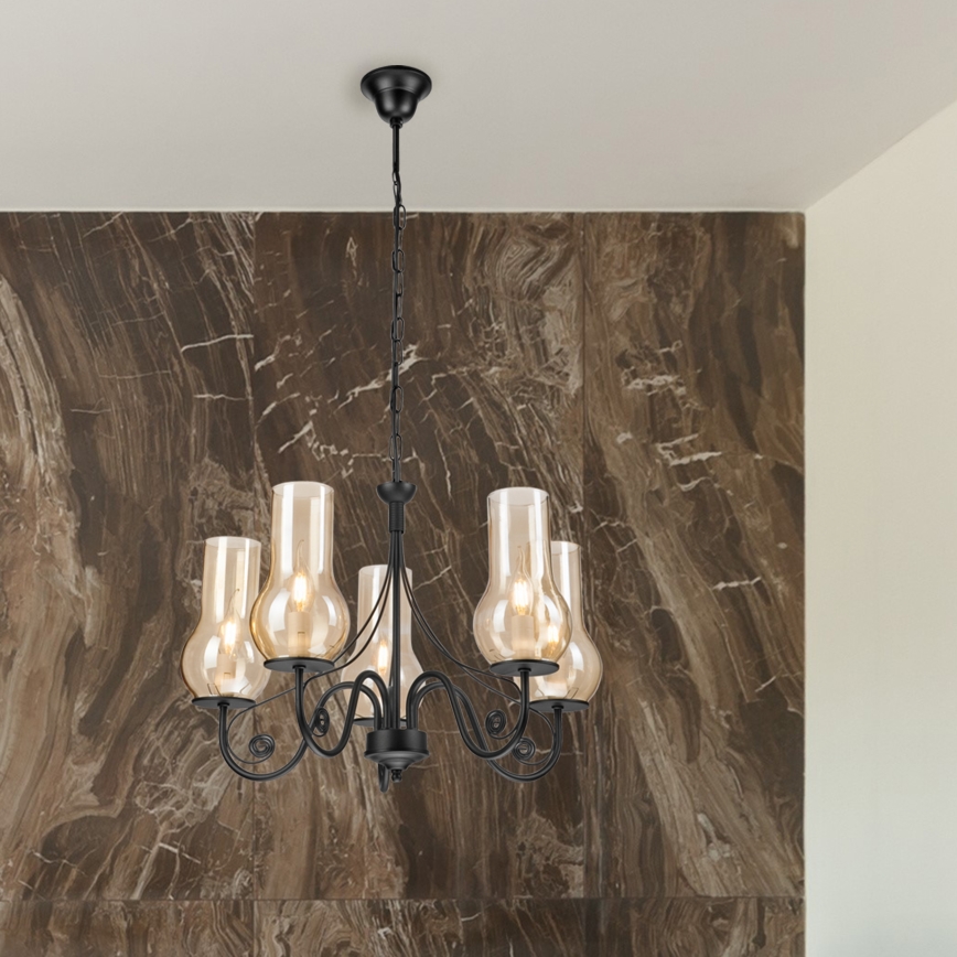 Brilagi - Żyrandol na łańcuchu COTTAGE 5xE14/40W/230V czarny/brązowy