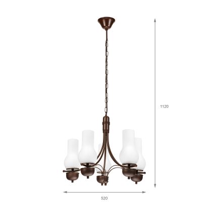 Brilagi - Żyrandol na łańcuchu COTTAGE 5xE14/40W/230V dąb/biały