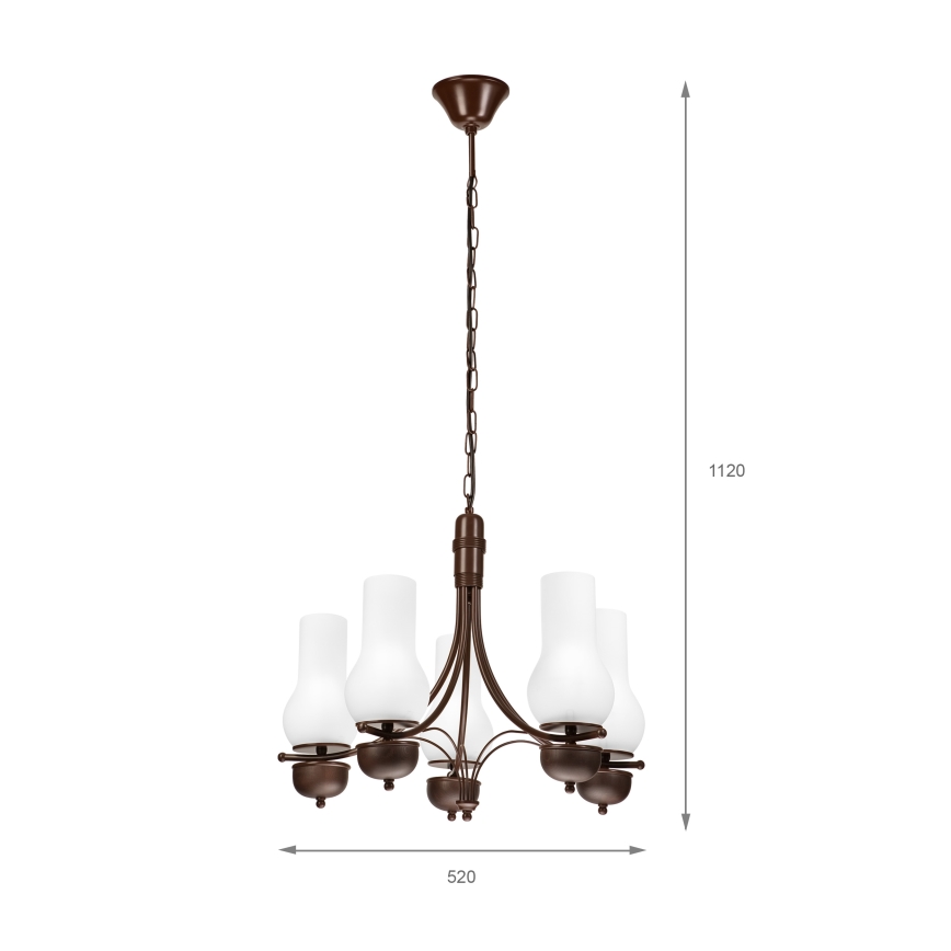 Brilagi - Żyrandol na łańcuchu COTTAGE 5xE14/40W/230V dąb/biały