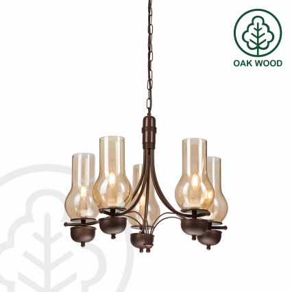 Brilagi - Żyrandol na łańcuchu COTTAGE 5xE14/40W/230V dąb/brązowy