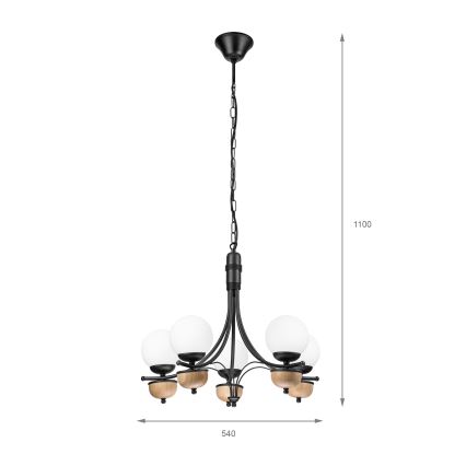 Brilagi - Żyrandol na łańcuchu COTTAGE 5xG9/40W/230V buk/biały
