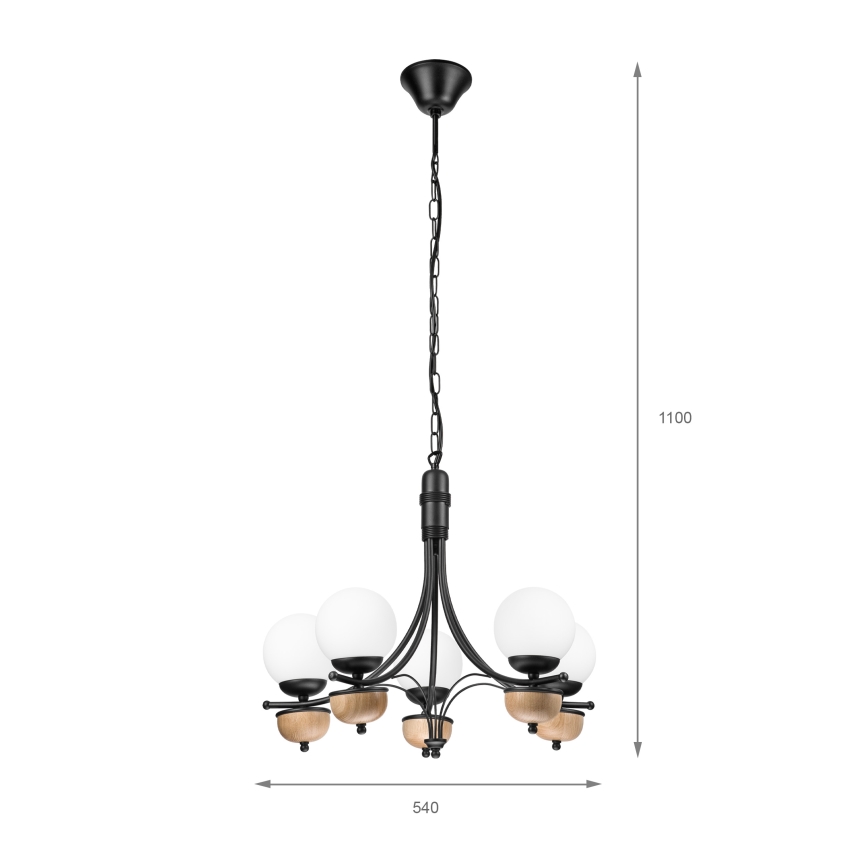 Brilagi - Żyrandol na łańcuchu COTTAGE 5xG9/40W/230V buk/biały