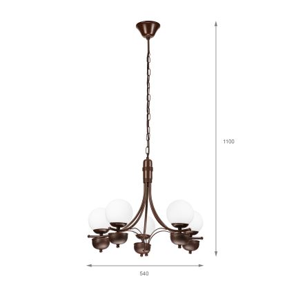 Brilagi - Żyrandol na łańcuchu COTTAGE 5xG9/40W/230V dąb/biały