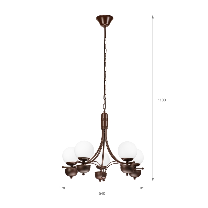 Brilagi - Żyrandol na łańcuchu COTTAGE 5xG9/40W/230V dąb/biały