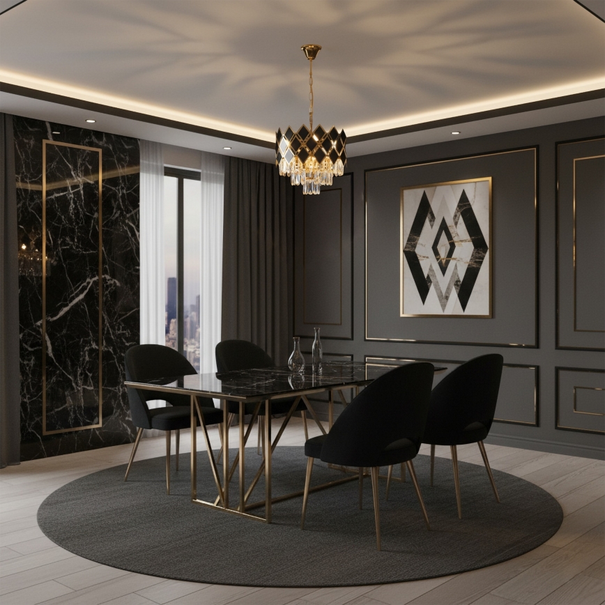 Brilagi - Żyrandol na łańcuchu CRISTAL 5xE14/40W/230V, średnica 38 cm, złoty/czarny