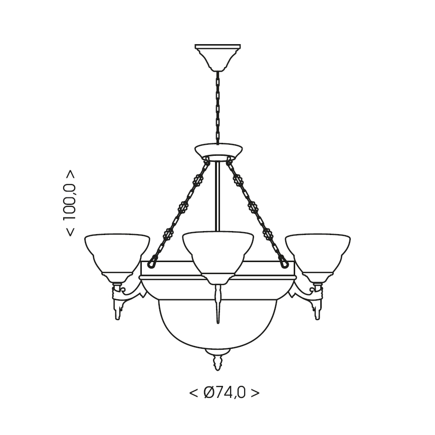 Brilagi - Żyrandol na łańcuchu DAHLIA 6xE27/40W/230V, śr. 74 cm, mosiądz