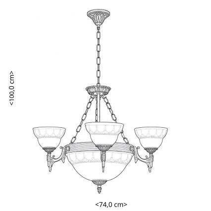 BRILAGI - Żyrandol na łańcuchu DAHLIA 6xE27/40W/230V, śr. 74 cm, mosiądz