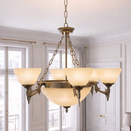 BRILAGI - Żyrandol na łańcuchu DAHLIA 9xE27/40W/230V Ø 74 cm mosiądz
