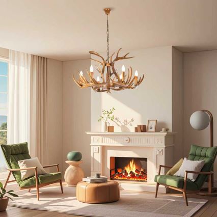 Brilagi - Żyrandol na łańcuchu DEER 6xE14/10W/230V, śr. 80 cm, poroże