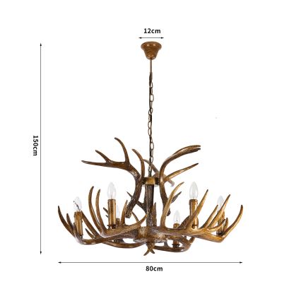 Brilagi - Żyrandol na łańcuchu DEER 6xE14/10W/230V, śr. 80 cm, poroże