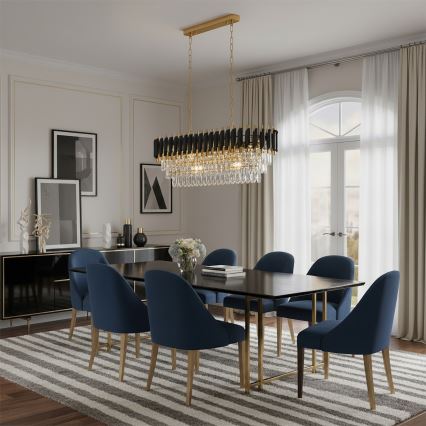 Brilagi - Żyrandol na łańcuchu ECLIPSE 10xE14/10W/230V 78x28 cm czarny/złoty