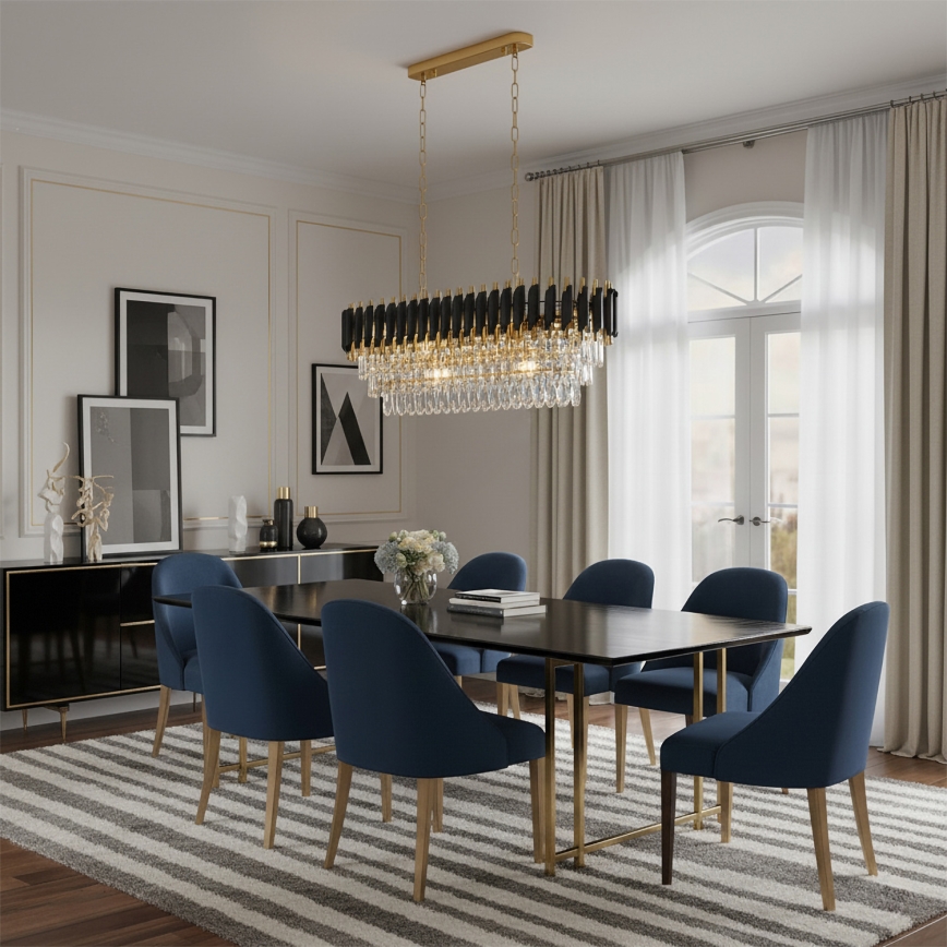 Brilagi - Żyrandol na łańcuchu ECLIPSE 10xE14/10W/230V 78x28 cm czarny/złoty